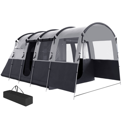 8-Person Camping Tent Tunnel Design with 4 Large Windows Dark Grey - Cheap Tent