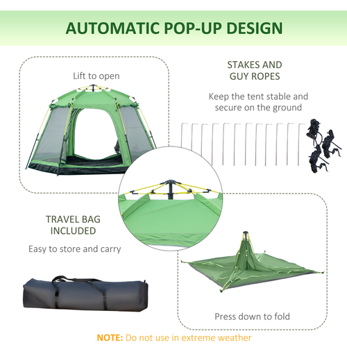 6 Person Camping Tent 2-Tier Pop-up Tent w/ Portable Carry Bag Outsunny - Cheap Tent