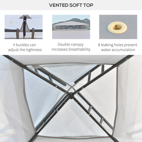 3x3M Metal Gazebo Garden Outdoor 2-tier Roof Marquee Party Tent Canopy - Crey - Cheap Tent