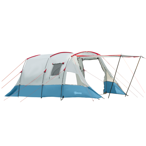 6-8 Person Tunnel Tent, Two-room Camping Tent with Carry Bag, Blue - Cheap Tent