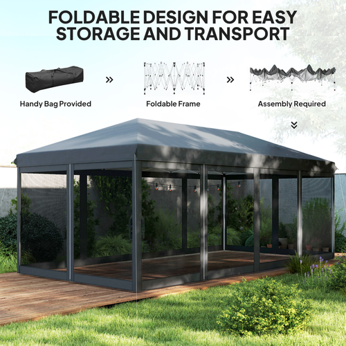 Outsunny 6 x 3(m) Pop Up Party Tent Canopy with 6 Removable Sidewalls - Cheap Tent