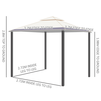 10' x 10' Outdoor Patio 2-Tier Roof Gazebo Canopy Steel Frame w/ Mesh Sidewalls - Cheap Tent