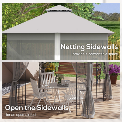 Outsunny 3 x 3(m) Garden Gazebo Marquee Tent Canopy Shelter Pavilion Grey - Cheap Tent