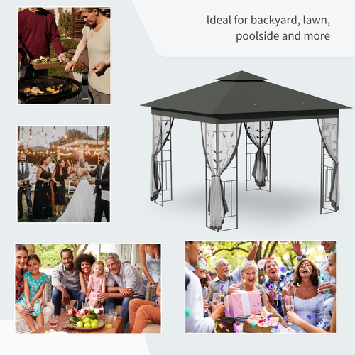 Outsunny 3 x 3(m) Garden Gazebo Marquee Tent Canopy Shelter Pavilion - Cheap Tent