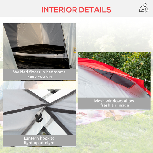 4-6 Person Camping Tent with 2 Bedroom, Living Area and Vestibule - Cheap Tent