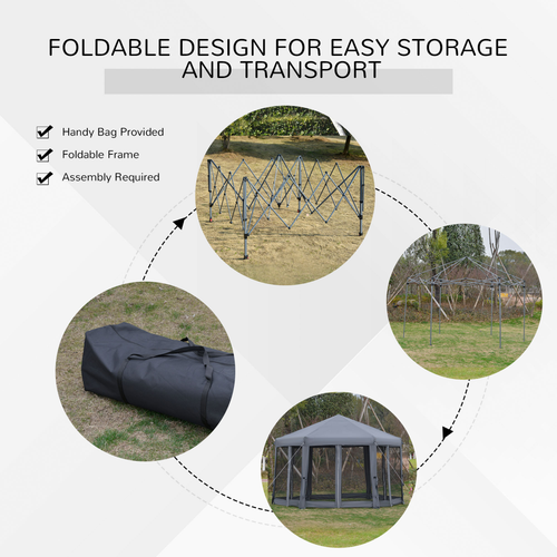 3.2m Pop Up Gazebo Hexagonal Tent Sun Protection with Mesh Sidewalls, Handy Bag - Cheap Tent