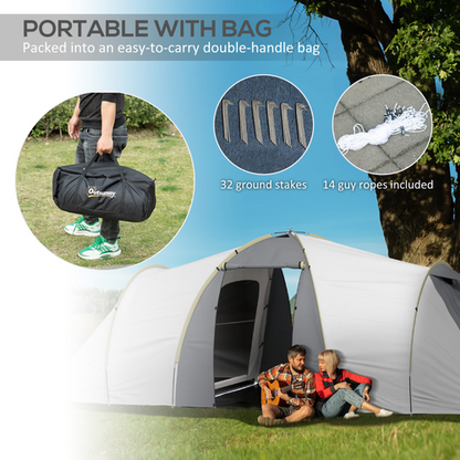 Outsunny 4-6 Person Camping Tent with 2 Bedroom, Living Area and Vestibule - Cheap Tent