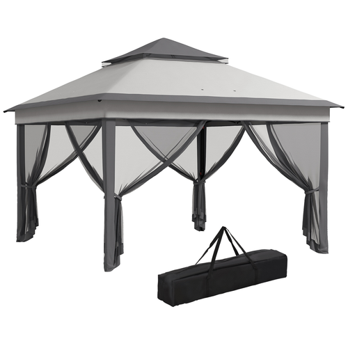 Outsunny 3 x 3(m) Pop Up Gazebo Tent with Netting, Height Adjustable, Grey - Cheap Tent