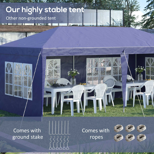 3 x 6m Heavy Duty Gazebo Marquee Party Tent with Storage Bag Blue - Cheap Tent
