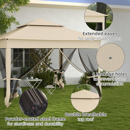 Outsunny Garden Folding Tent Heavy Duty Pop Up Gazebo for Party Cream - Cheap Tent