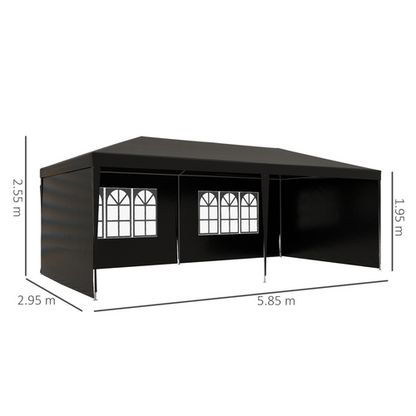 6m x 3m Garden Gazebo Marquee Canopy Party Tent Canopy Patio Black - Cheap Tent