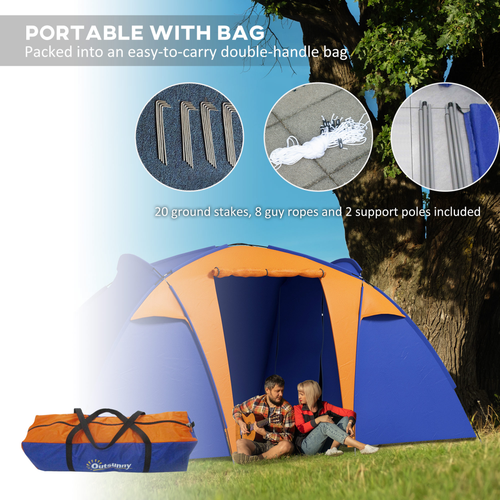 Outsunny Camping Tent with 2 Bedroom, Living Area and Awning for 4-6 Person - Cheap Tent