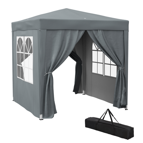 Outsunny 2mx2m Pop Up Gazebo Party Tent Canopy Marquee with Storage Bag Grey - Cheap Tent