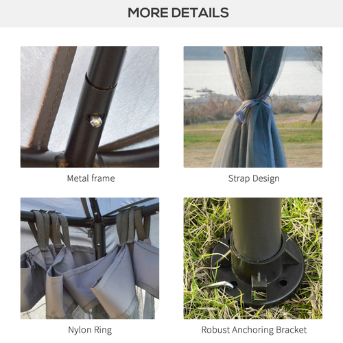 3x3M Metal Gazebo Garden Outdoor 2-tier Roof Marquee Party Tent Canopy - Crey - Cheap Tent