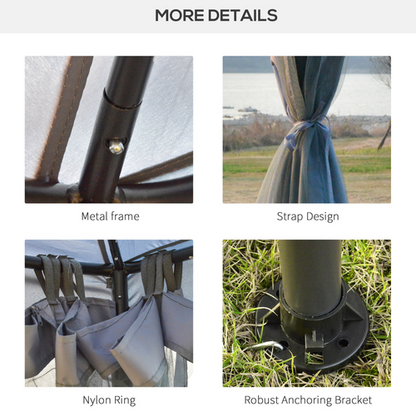 3x3M Metal Gazebo Garden Outdoor 2-tier Roof Marquee Party Tent Canopy - Crey - Cheap Tent