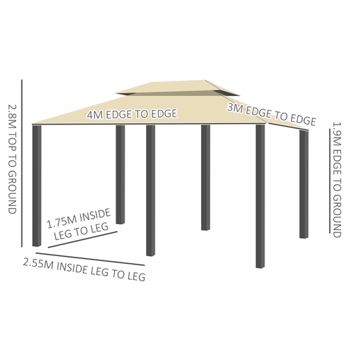 Metal Gazebo Curtains 4x3m Canopy Party Tent Garden Pavillion Patio Shelter - Cheap Tent