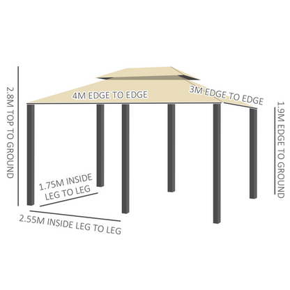 Metal Gazebo Curtains 4x3m Canopy Party Tent Garden Pavillion Patio Shelter - Cheap Tent
