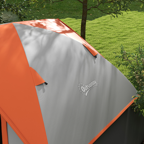 Outsunny Camping Tent, 4-5 Man Family Tent, Grey and Orange - Cheap Tent