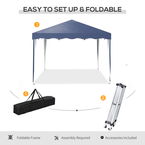 Outsunny 3x3(m) Pop Up Gazebo Marquee Tent for Garden w/ Carry Bag Blue - Cheap Tent