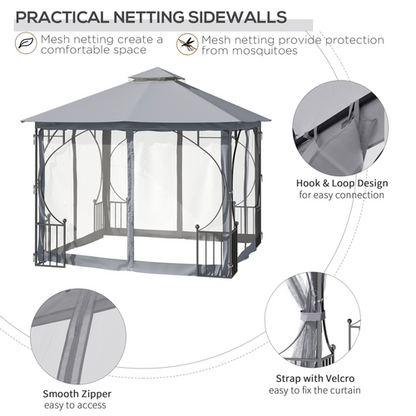 Gazebo Party Tent Canopy Sun Shade for Patio Garden Light Grey 3x3(m) Outsunny - Cheap Tent