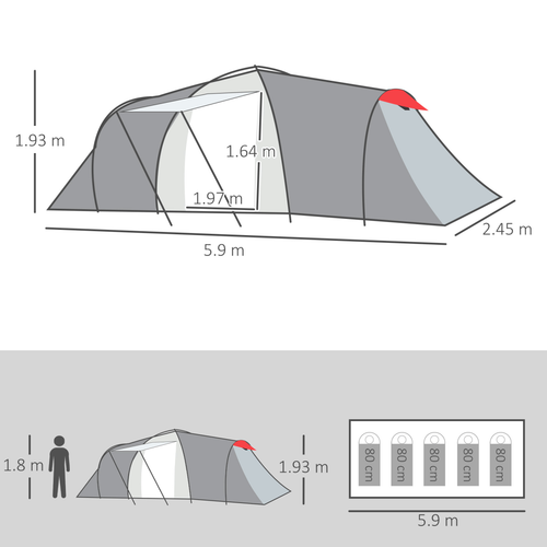 4-6 Person Camping Tent with 2 Bedroom, Living Area and Vestibule - Cheap Tent