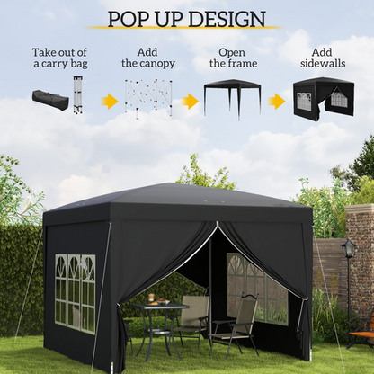 3mx3m Pop Up Gazebo Party Tent Canopy Marquee with Storage Bag Black - Cheap Tent