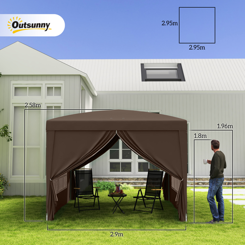 Outsunny 3mx3m Pop Up Gazebo Party Tent Canopy Marquee with Storage Bag Grey - Cheap Tent