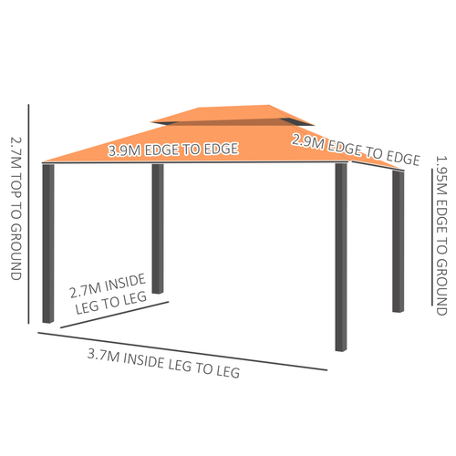 3m x 3.6m Aluminium Gazebo Canopy Patio Marquee Party Tent Outdoor - Cheap Tent