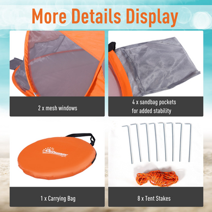 Portable Automatic Pop Up Beach Tent Outdoor Camp Shelter Orange Outsunny - Cheap Tent