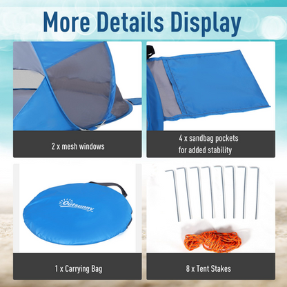 Portable Automatic Pop Up Beach Tent Outdoor Camp Shelter Blue Outsunny - Cheap Tent