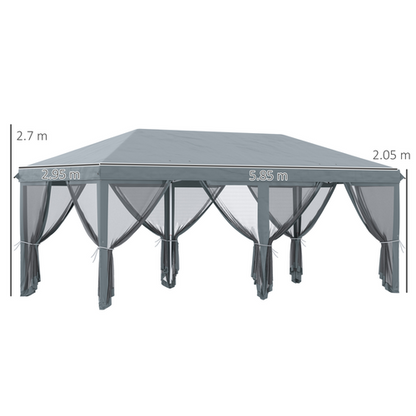 6 x 3m Pop Up Party Tent Canopy with 6 Removable Sidewalls Grey - Cheap Tent