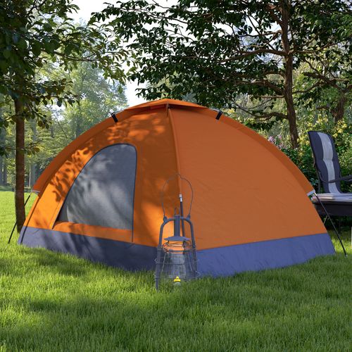 Outsunny 2-Person Dome Camping Tent with Mesh Windows & Storage Pocket - Orange - Cheap Tent