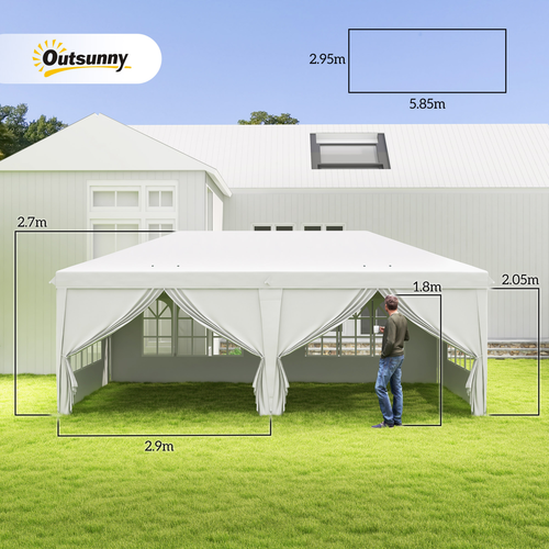 Outsunny 3 x 6m Pop Up Gazebo Height Adjustable Party Tent w/ Storage Bag Black - Cheap Tent