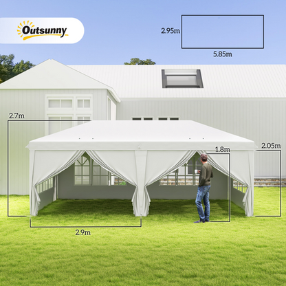Outsunny 3 x 6m Pop Up Gazebo Height Adjustable Party Tent w/ Storage Bag Black - Cheap Tent