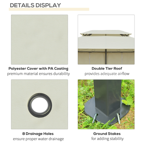 Metal Gazebo Curtains 4x3m Canopy Party Tent Garden Pavillion Patio Shelter - Cheap Tent
