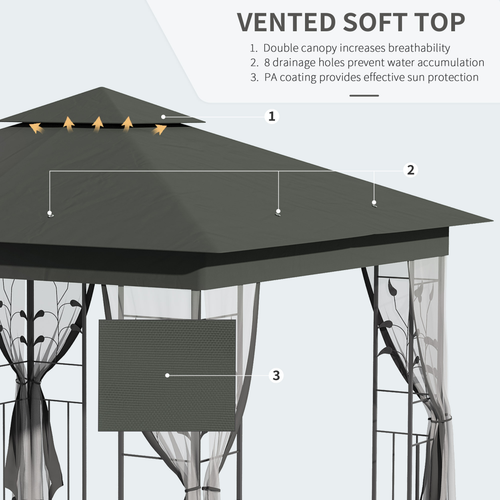Outsunny 3 x 3(m) Garden Gazebo Marquee Tent Canopy Shelter Pavilion - Cheap Tent