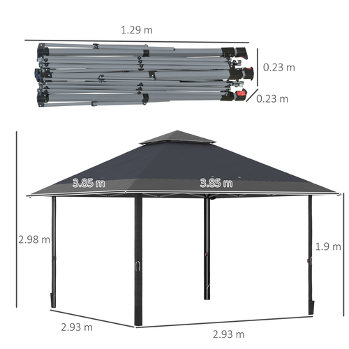 4 x 4m Outdoor Pop-Up Canopy Tent Gazebo Adjustable Legs Bag Grey - Cheap Tent