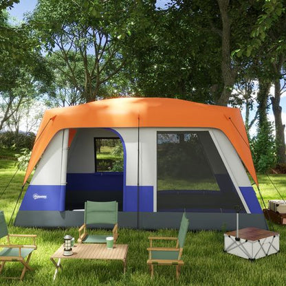 Outsunny Camping Tent with 3000mm Waterproof Rainfly & Screen Panels, Orange - Cheap Tent