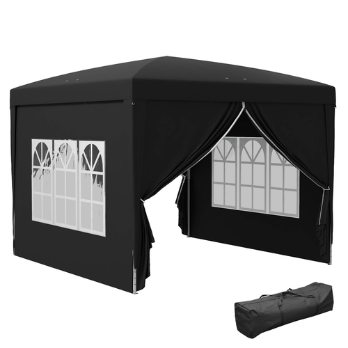 3mx3m Pop Up Gazebo Party Tent Canopy Marquee with Storage Bag Black - Cheap Tent