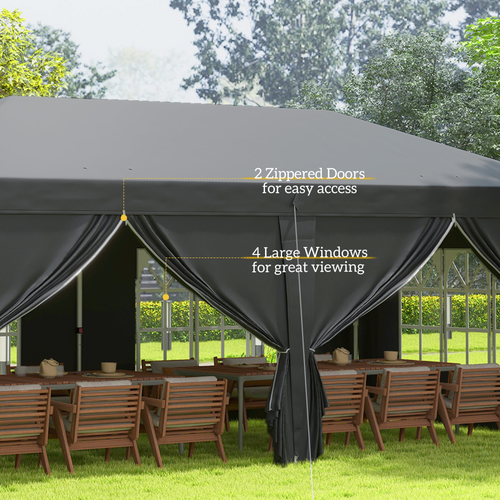 3 x 6m Pop Up Gazebo Height Adjustable Party Tent w/ Storage Bag Black - Cheap Tent