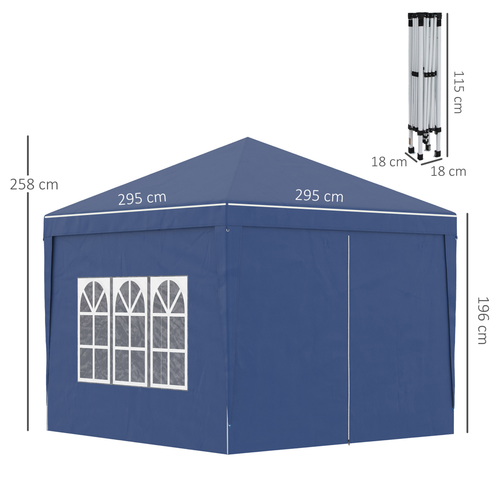 Outsunny 2mx2m Pop Up Gazebo Party Tent Canopy Marquee with Storage Bag Grey - Cheap Tent