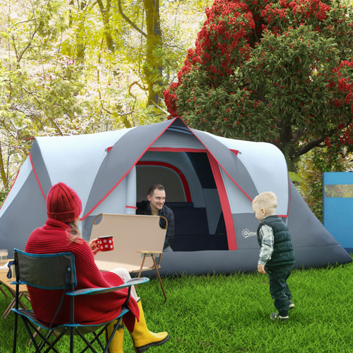 Outdoor Camping Tent For 5-6 W/ Bag, Fiberglass & Steel Frame Outsunny - Cheap Tent