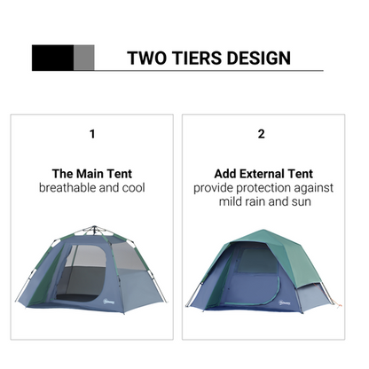 Family Pop-Up Camping Tent W/ Removable Waterproof Rainfly Outsunny - Cheap Tent