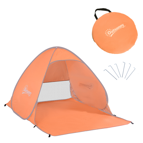 Beach Tent Instant Camping Pop up Tent Sun Shade Shelter, Orange Outsunny - Cheap Tent