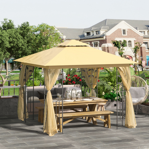 3x3 m Double Top Gazebo-Beige - Cheap Tent