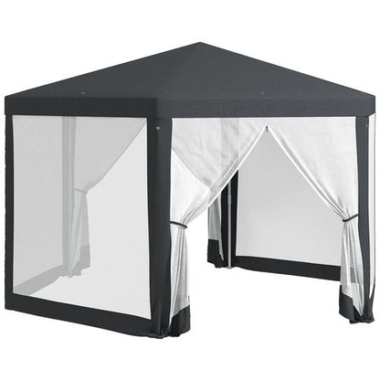 Outsunny Hexagonal Gazebo Patio, Outdoor Canopy Patio Party Tent Dark Grey - Cheap Tent