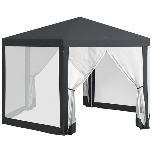 Outsunny Hexagonal Gazebo Patio, Outdoor Canopy Patio Party Tent Dark Grey - Cheap Tent