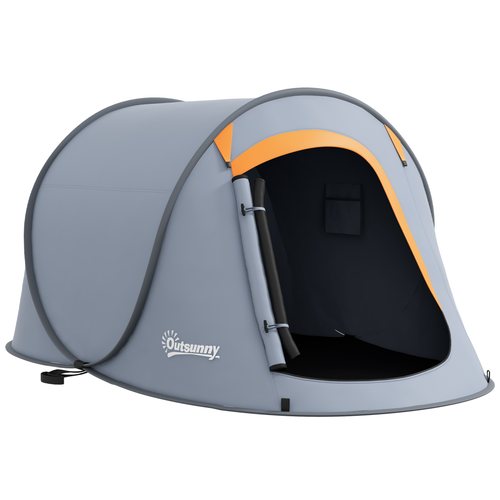 Outsunny Pop up Camping Tent for 2 Man, 2000mm Waterproof with Carry Bag, Grey - Cheap Tent