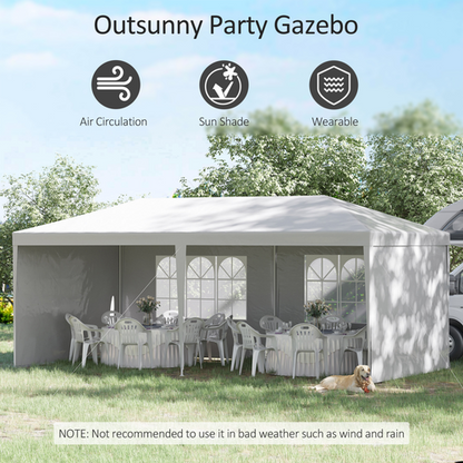 6m x 3m Garden Gazebo Marquee Canopy Party Tent Canopy Patio White - Cheap Tent