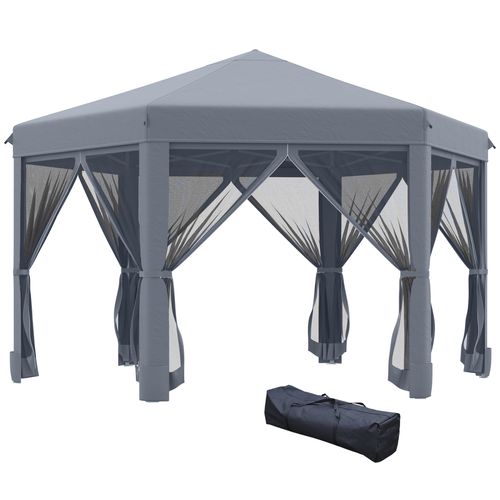 3.2m Pop Up Gazebo Hexagonal Tent Sun Protection with Mesh Sidewalls, Handy Bag - Cheap Tent